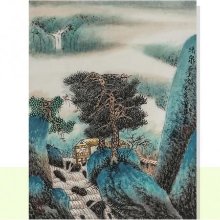 陆金英 《清泉图》水墨画画作(画家,水墨画,作者亲制) 