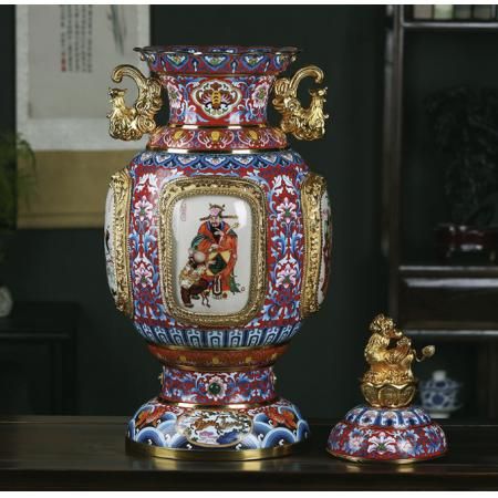 戴嘉林王习三《五福临门》景泰蓝作品