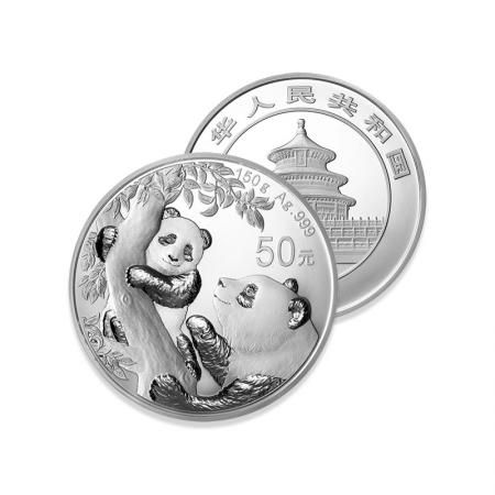 2021年熊猫金银纪念币   150克圆形银质纪念币