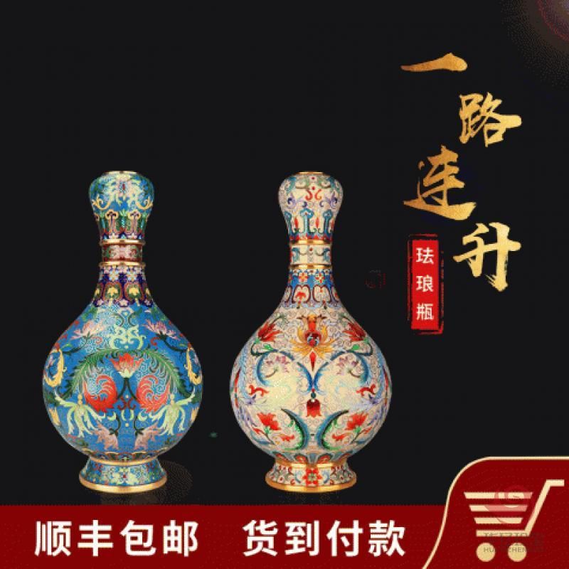 霍铁辉景泰蓝一路连升珐琅瓶（单尊）