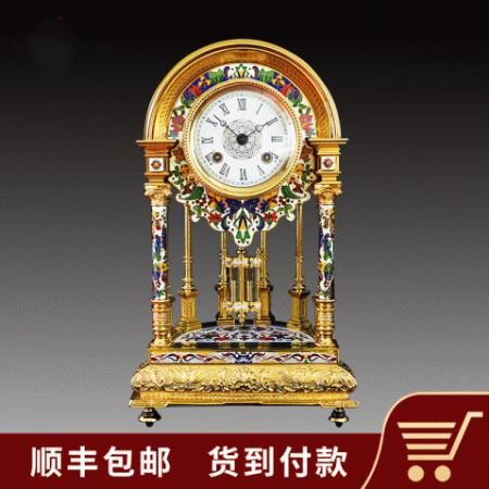 米振雄 景泰蓝《镀金珐琅半圆钟罗马钟》