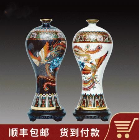 张同禄 景泰蓝《十大经典·喜凤瓶》(一对)