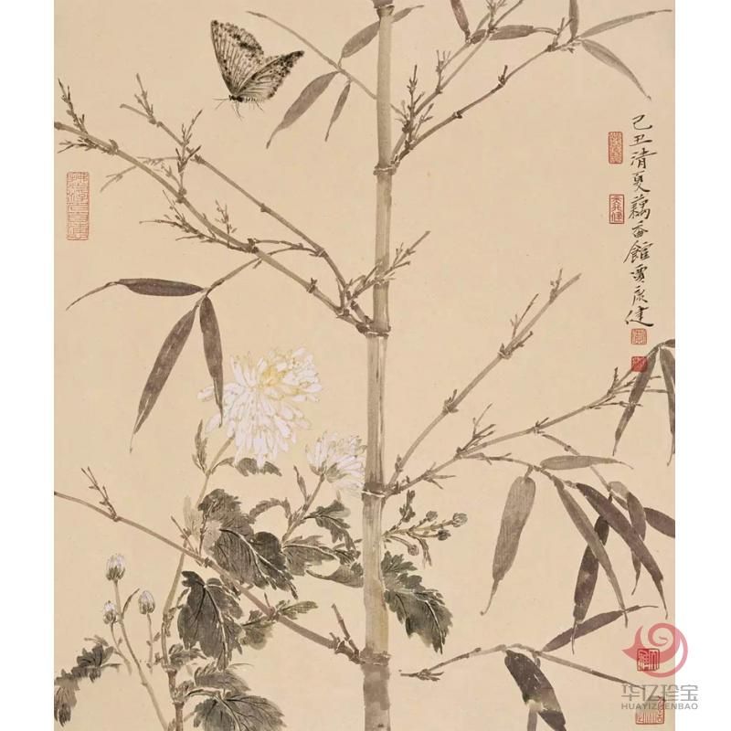 贾广健《菊花竹韵》 53×45cm