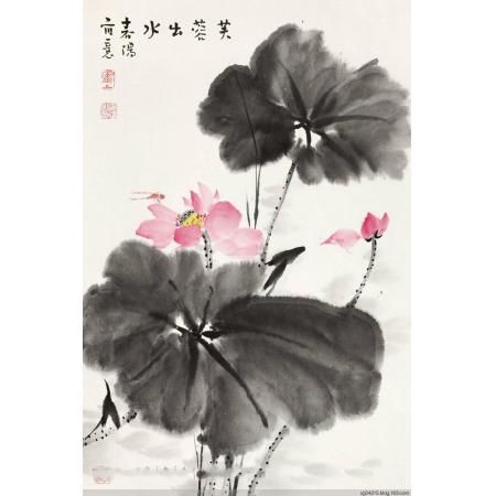 霍春阳《芙蓉出水》三尺竖幅