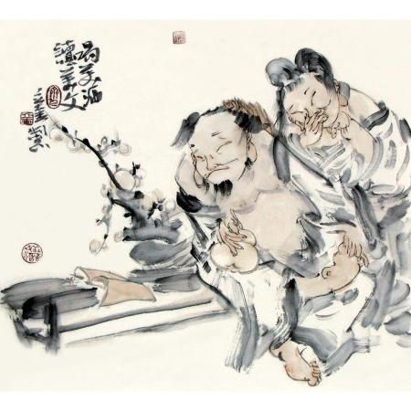 张立奎《喝美酒读美文 》50×50cm