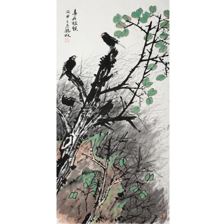 潘锡林《春在枝头》68×137cm