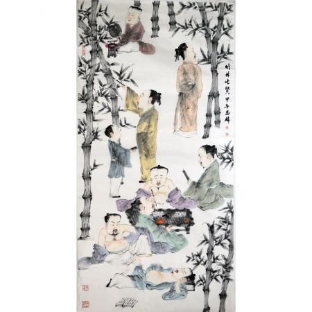 马麟 《竹林七贤》136×68cm