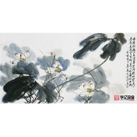 郑晓京新品力作写意花鸟画《荷风轻舞》