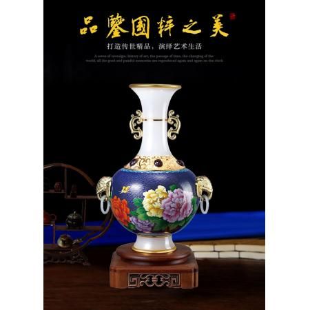 景泰蓝镶玉《吉祥如意》瓶     戴嘉林大师创作
