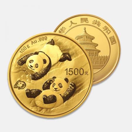 2022年熊猫金银纪念币  100克圆形金质纪念币