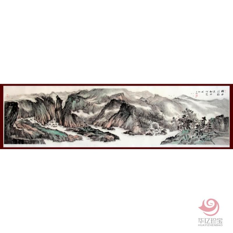 贺兰山画派创始人 山水画家何占福《轻风摇杂花》14平尺巨幅作品