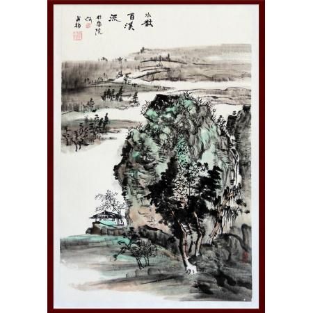 何占福《水散百溪流》2.8平尺竖幅