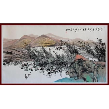 何占福《秋荷独后时》8平尺横幅巨作