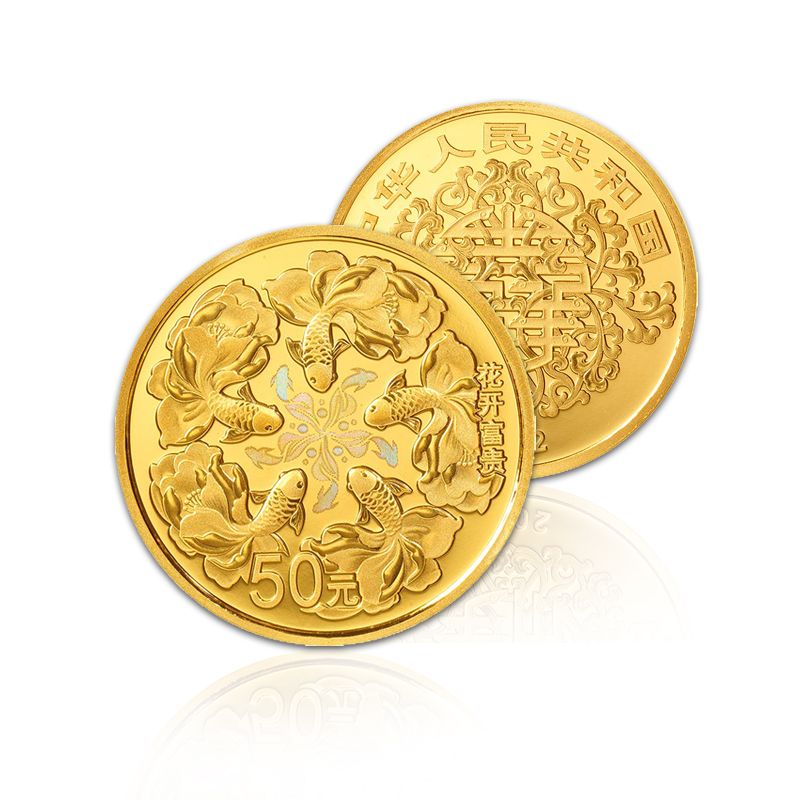 2022年吉祥文化金银纪念币 花开富贵3克圆形金质纪念币