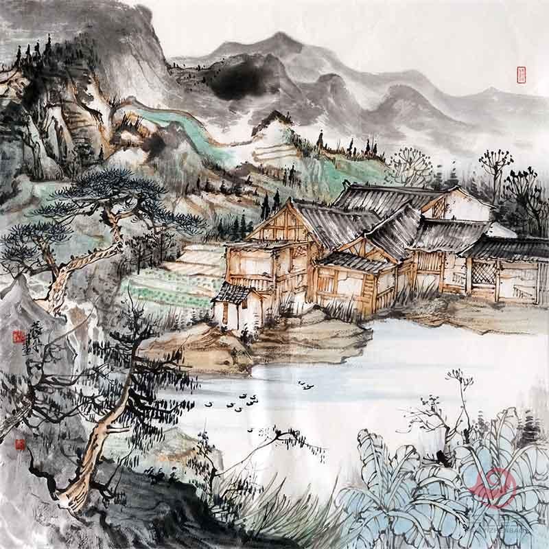 蒋平4平尺作品《山里人家》 