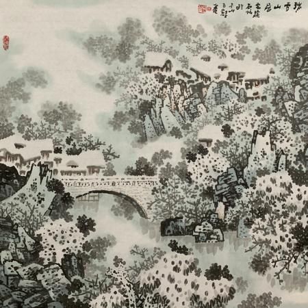 中国江南雪流派创始人  王石帆4平尺作品《瑞雪山居》