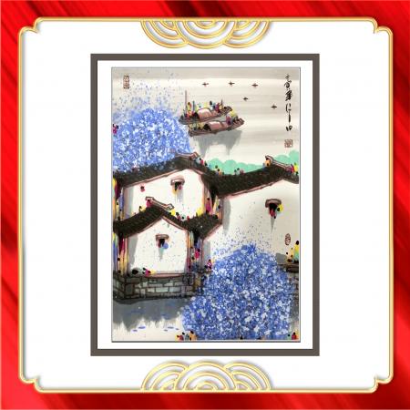 贾绍昌彩墨画  3平尺作品《水乡》