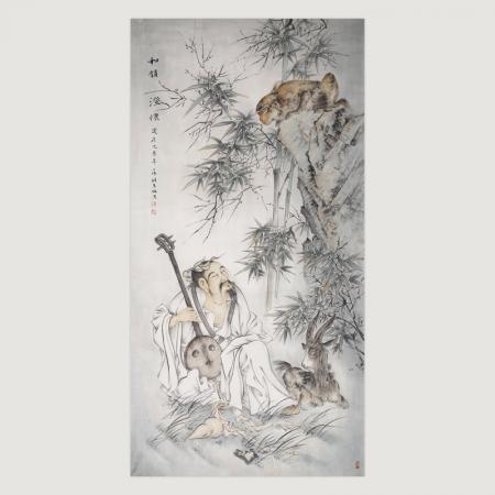 胡生旺 手绘国画人物高士图名家字画真迹书房茶室挂画 