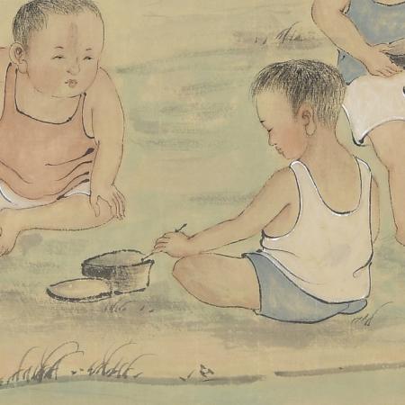 胡生旺 人物儿童画客厅画手绘国画名家字画真迹书房挂画胡生旺 