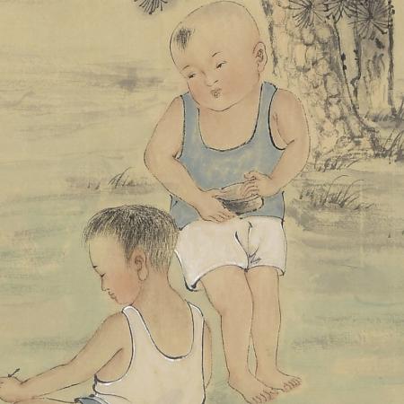 胡生旺 人物儿童画客厅画手绘国画名家字画真迹书房挂画胡生旺 