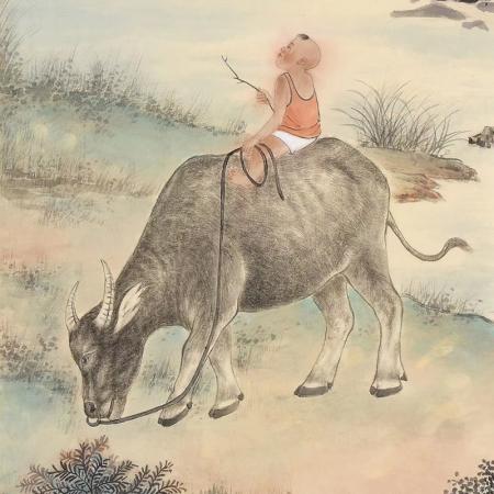 胡生旺 牛挂画手绘国画客厅茶室四条屏画四联画名家字画真迹