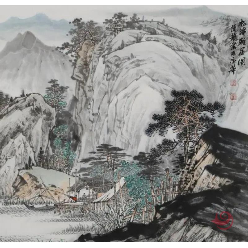 中G工笔画协会会员季清龙《松溪雅居图》