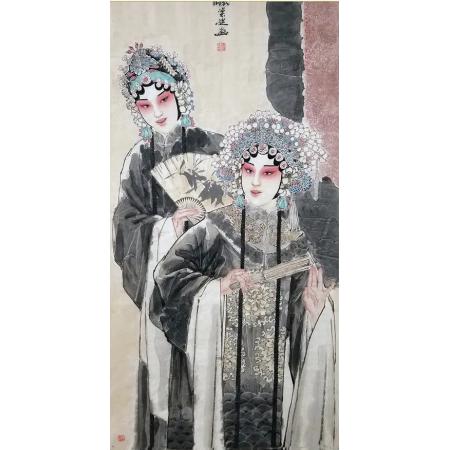 美术家协会会员,工笔画协会梁健作品《戏画3》