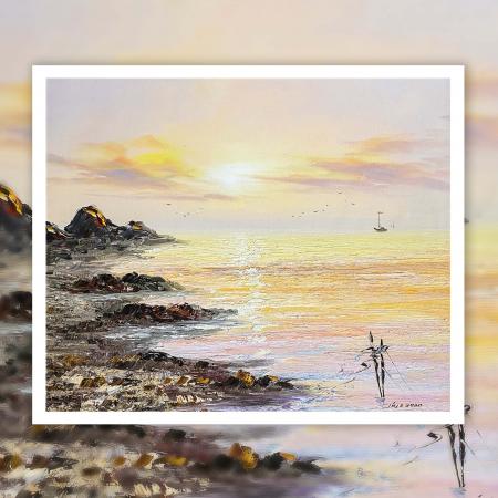 张向工金色大海油画作品  62*52cm  3平尺