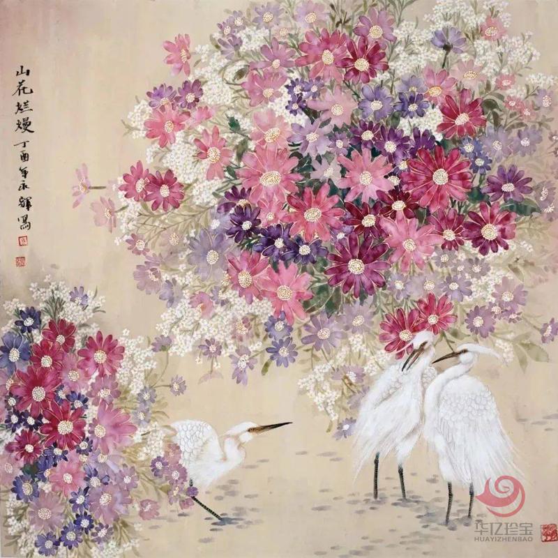 周永辉4平尺花鸟作品《山花烂熳》