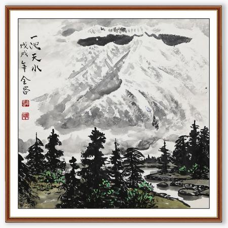 谭全昌4平尺国画作品《一池天水》