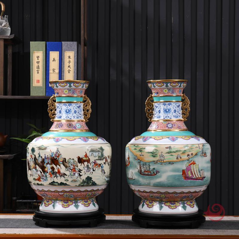 李文跃大师创作瓷器《丝路风情·瓷王双尊》
