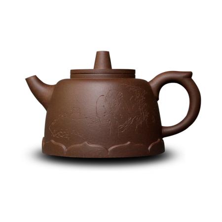 中国工艺美术大师李昌鸿 莲花井栏紫砂壶 拼紫泥420cc