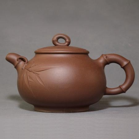 中国工艺美术大师李昌鸿 竹福紫砂壶 底槽清580cc
