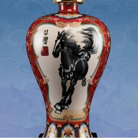 景泰蓝 双骏尊 32cm