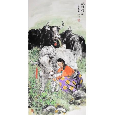 舐犊情深-青海水墨画家杨明作品