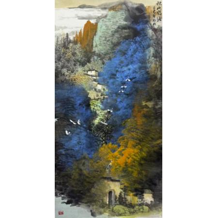 秋山鹤语-青海水墨画家杨明作品