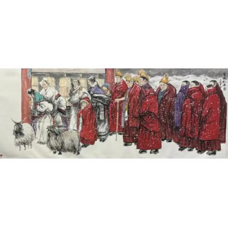 雪域礼佛图-青海水墨画家杨明作品