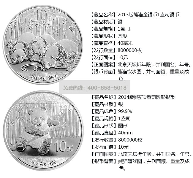 中G金银币 熊猫银币套装