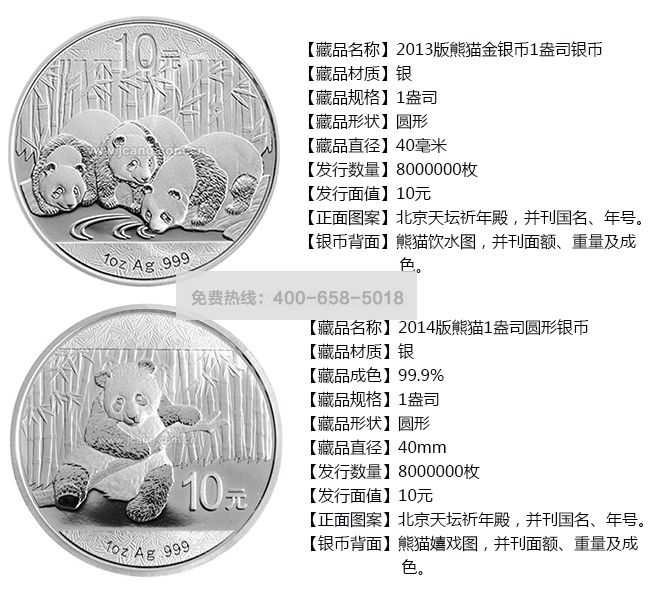 中G金银币 熊猫银币套装