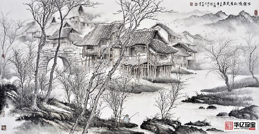 当代画坛黑马吴大恺力作山水画《古寨晚秋》