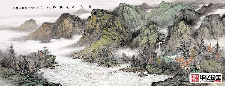 中国美协画家余静老师ZUI新创作国画《湖光山色共争秋》