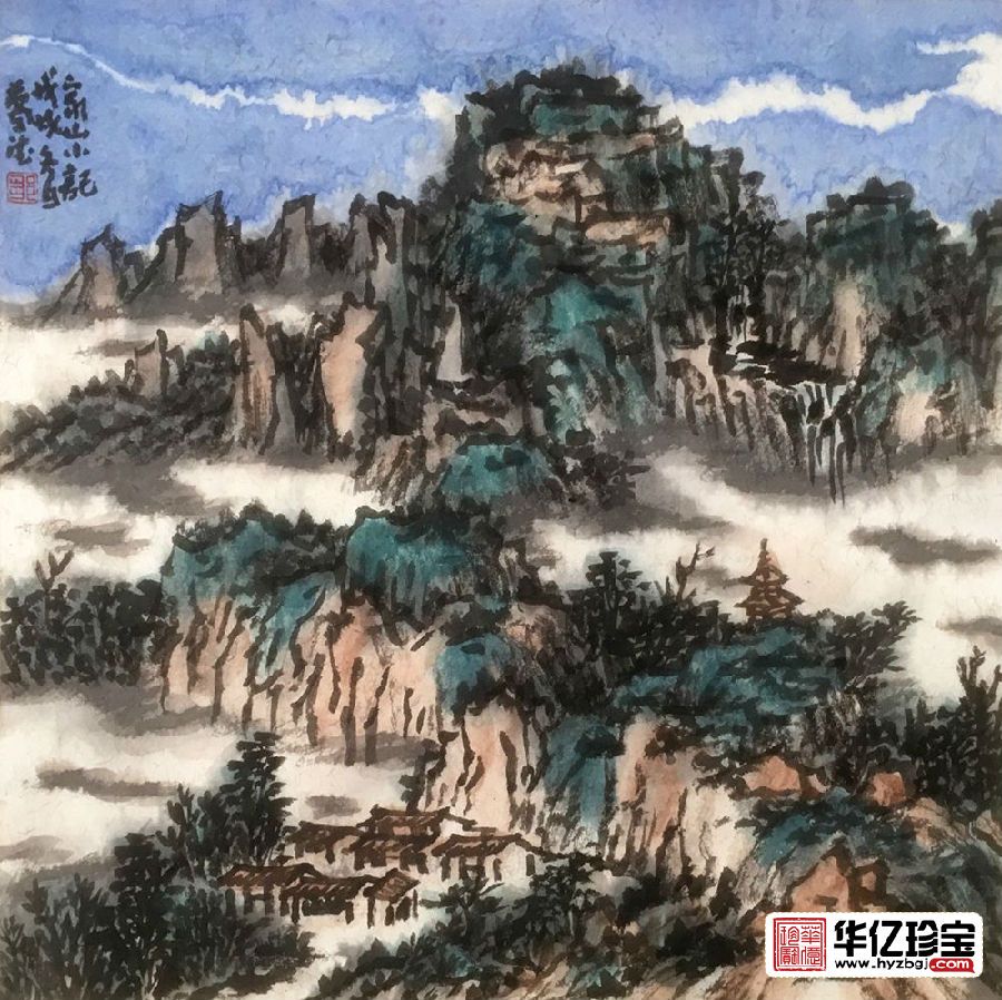 中国美协画家邹梦德新品斗方山水画《家山小记》