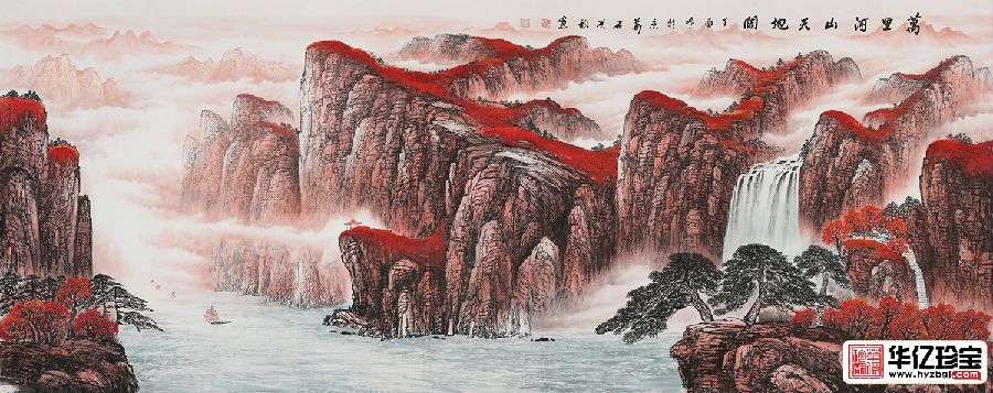 石荣禄精心力作一丈二国画《万里河山天地阔》