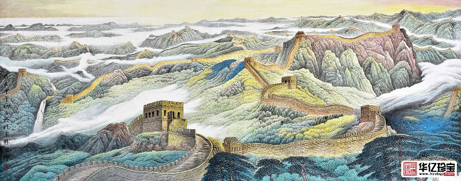李林宏大尺寸横幅山水画作品中G魂《万里长城》