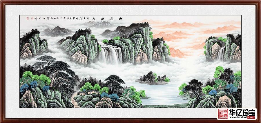 春色山水画 李林宏新品八尺横幅作品《源远流长》