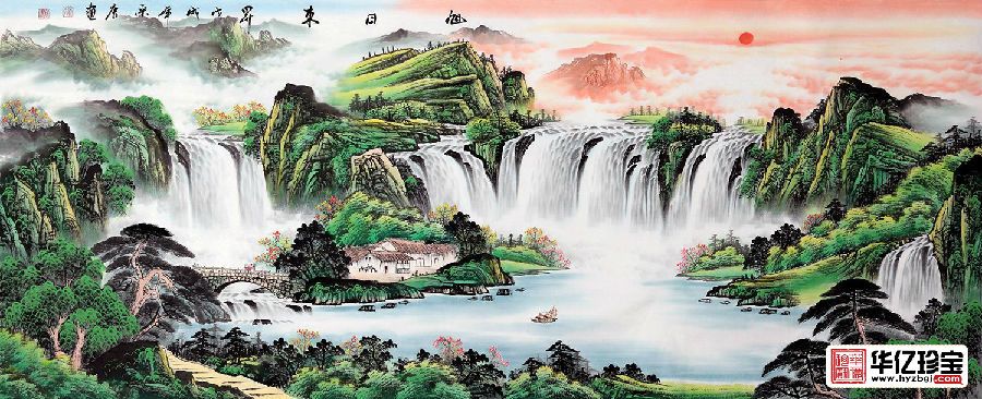 八方聚财聚宝盆 宋唐创作风水画新品《旭日东升》