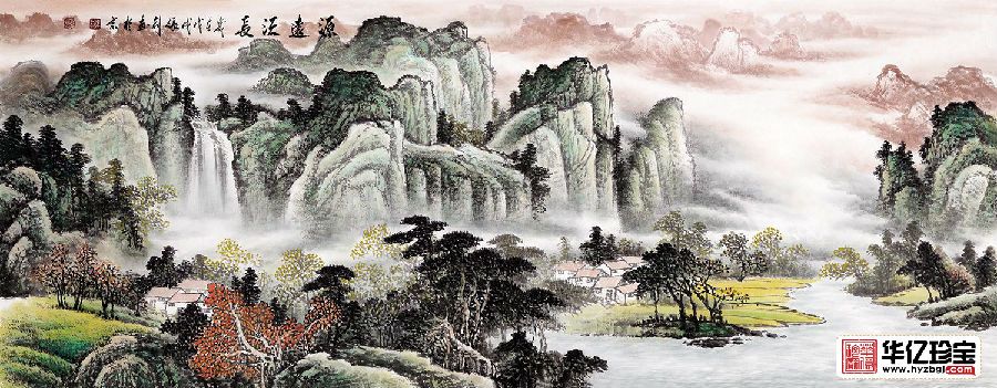 沙发背景墙挂画 张利老师新品山水画《源远流长》