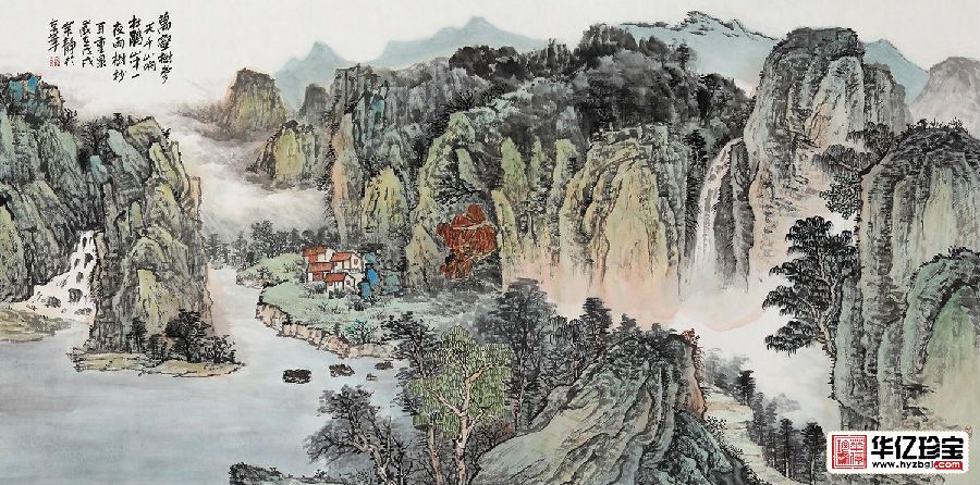 中国美协画家余静老师诗意国画《山中一夜雨》