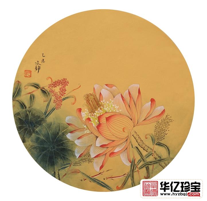 国画荷花图片 何文铮工笔花鸟画《荷塘清趣之二》