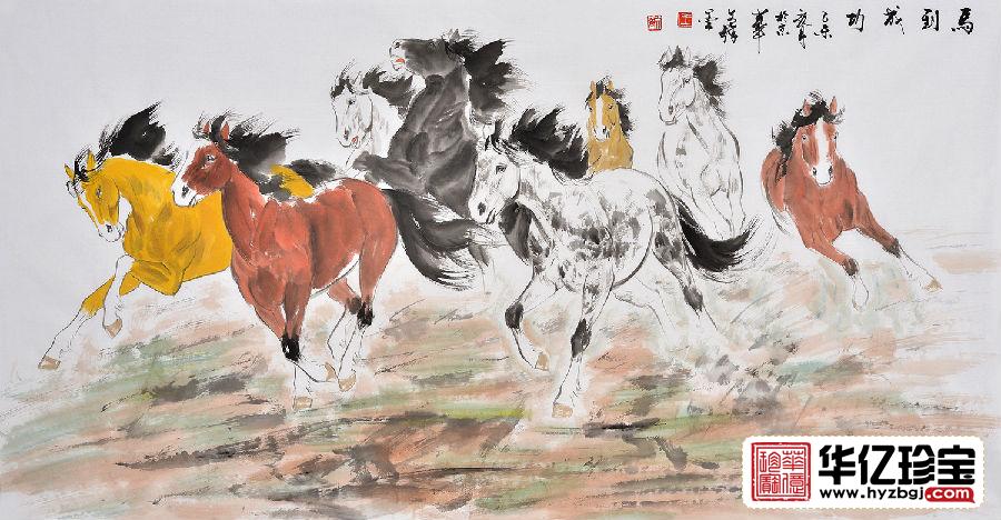 国画家王文强写意动物画作品《马到成功》